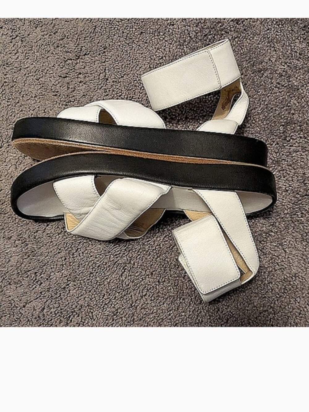 Rag & Bone White Black Cross-Strap Slide Sandals Size 38 - Picture 3 of 5